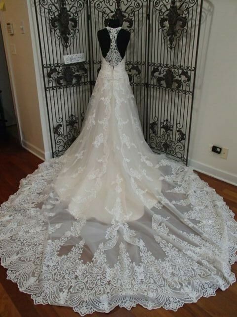 1247W   MOONLIGHT BRIDAL SZ 14 IVORY GOLD H1346 $2685 BEADED FORMAL WEDDING GOWN