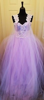 Romantic Lilac & Mauve Gatsby Inspired Lace Tulle Bridal Wedding Ballgown Set
