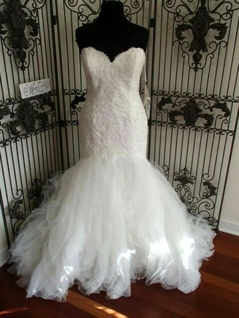 1251W  JUSTIN ALEXANDER SZ 20 IVORY 8899 $1617 LACE MERMAID WEDDING DRESS GOWN