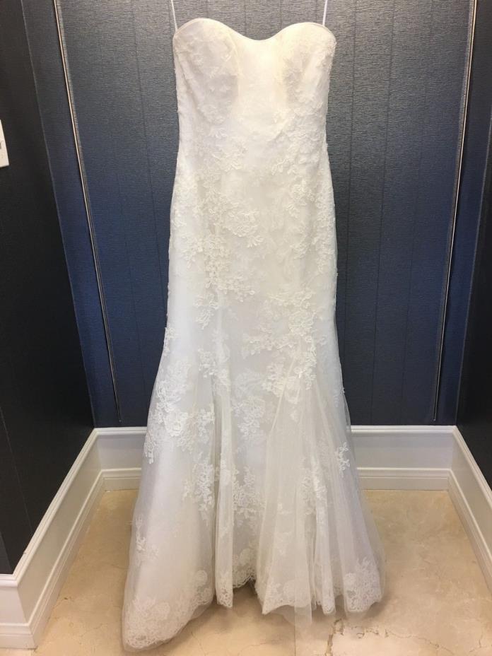 Ivory Strapless Lace Overlay Mermaid Wedding Dress Size 12