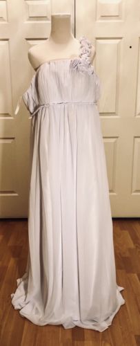 Plus Size  24W White Chiffon Wedding Dress One Shoulder Empire Waist