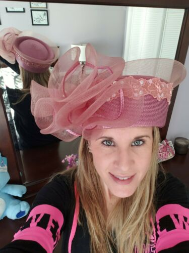 Pink Kentucky derby hat church hat wedding hat fancy formal dress