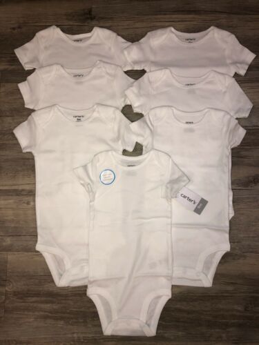 Baby New Carters Plain White Bodysuits 9 Months