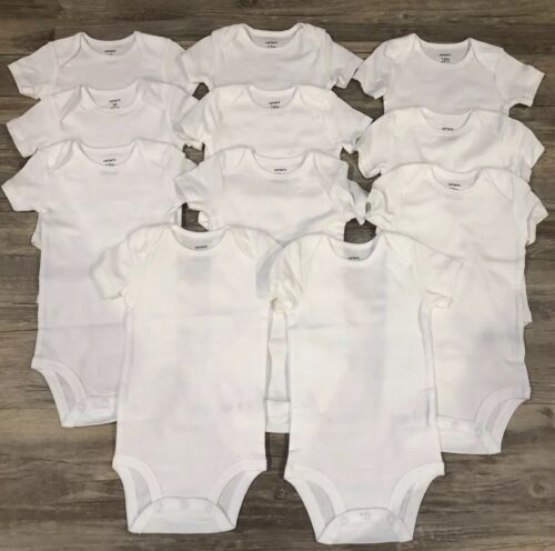 Baby New Carters Plain White Bodysuit 12 Months Lot