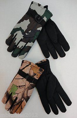 Lot of 12 Pairs Mens Hardwood Army Camo Camouflage Winter Snow Ski Gloves