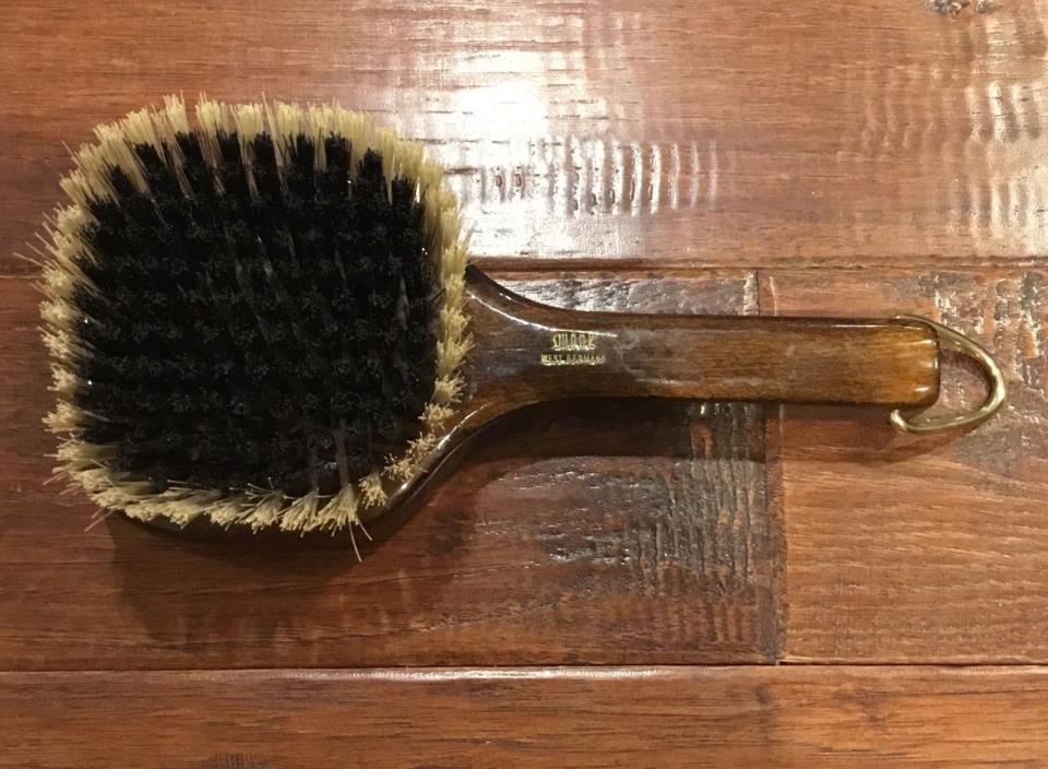 Vintage Swank West Germany Wooden Handled Brush With Gold Toned Coin Accent