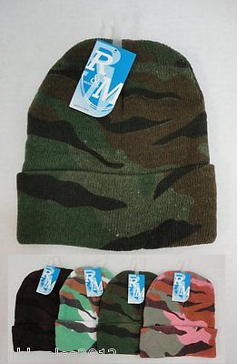 Bulk lot 1008 Assorted Camoflauge Camo Winter Knit Toboggan Beanie Hats 4 Colors