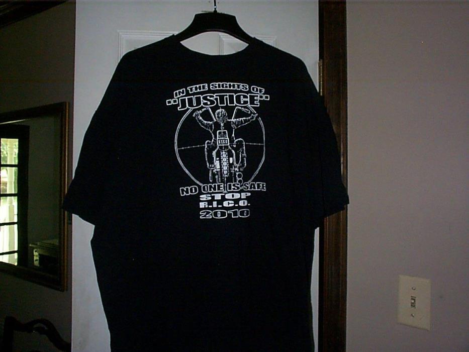 Free Outlaws Motorcycle Club T Shirt Stop R.I.C.O. In the Sights of Justice 3XL