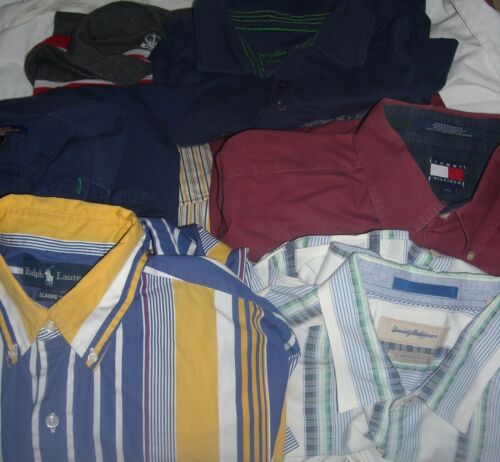 Lot Of 7 Designer Men's Shirts Hilfiger, Bahama, And Lauren Size Large