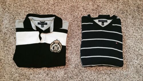 TOMMY HILFIGER Lot Of 2  Men's Sweater and Polo Shirt. Size Med  Nice Buy!!