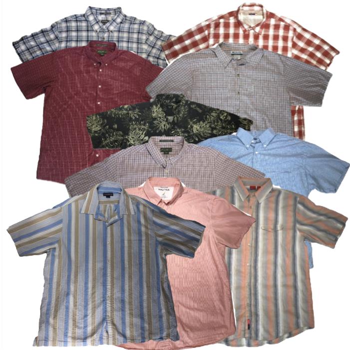 Lot of 10 Men XL Columbia Eddie Bauer Misc Button Front Short Sleeve Shirts