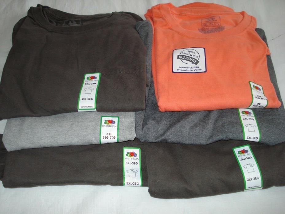 Mens Shirts Lot of 6 Fruit of The Loom Pocket Tees Assorted Colors Size 3X New