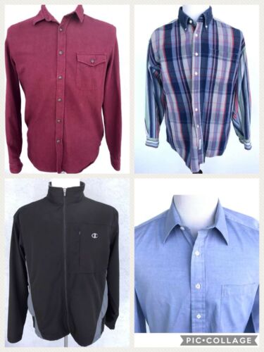 Lot of 4 Mens Long Sleeve Shirts & Jacket All Size L Large Button Zip