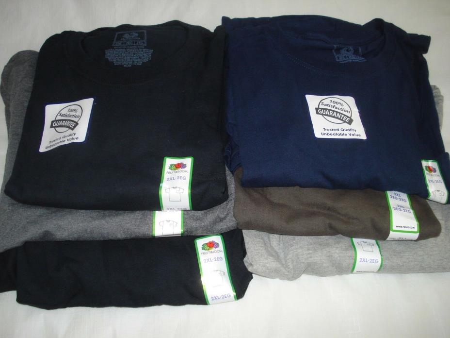 Mens Shirts Lot of 6 Fruit of The Loom Pocket Tees Assorted Colors Size 2X New