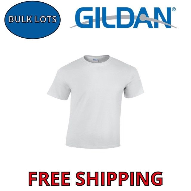 Gildan Mens T-Shirts White 50 Pcs Bulk Lot S-XL Wholesale Tees Choose Sizes