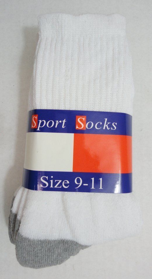 BULK LOT 240 Pairs White Mens Sports Crew Socks SIZE 9-11 WHOLESALE TUBE HOT