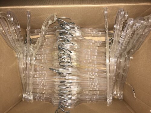 80 Clear Plastic Dress Shirt Clothes Hangers Pre-owned Retail Metal Hooks 17