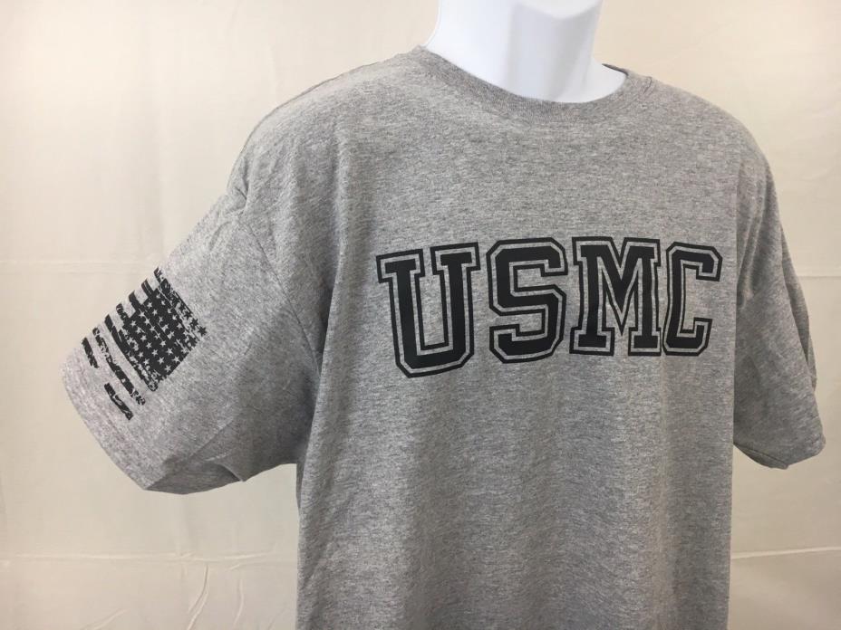 Bulk, Lot of 10, Military themed T-shirt USMC PT Marines with Flag on Shoulder