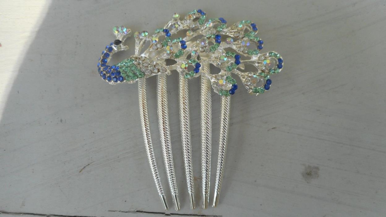 wholesale lot 6 pcs peacock blue decorative french twist hair comb