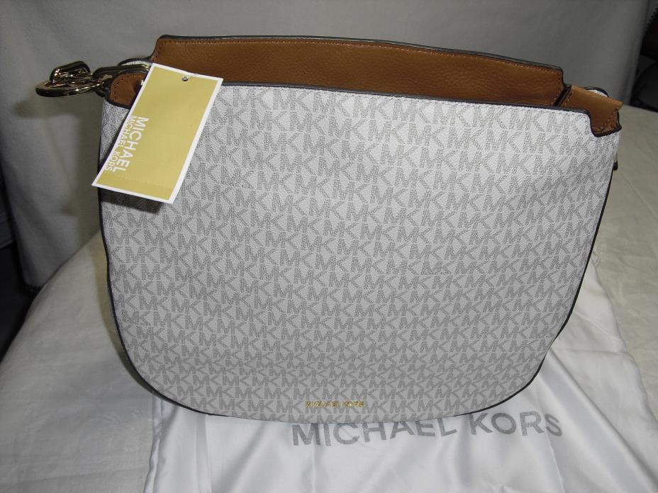 Michael Kors Vanilla Gold Signature Fulton Large Shoulder Hobo NWT $298