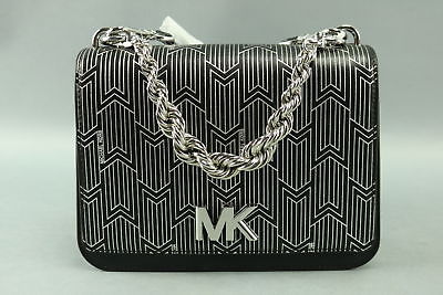 NWT $358 Michael Kors Mott Metallic Deco Chain Swing Shoulder Handbag