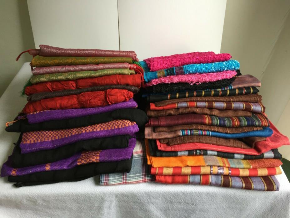 Authetic Indian scarves lot of 30+ varying colors and material