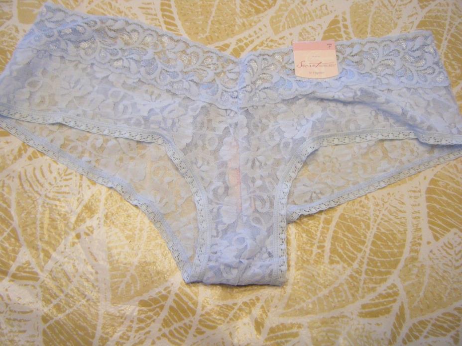 New - Secret Treasures Hipster Panties - Size 7 - Lace - 2 pairs Ivory & Blue