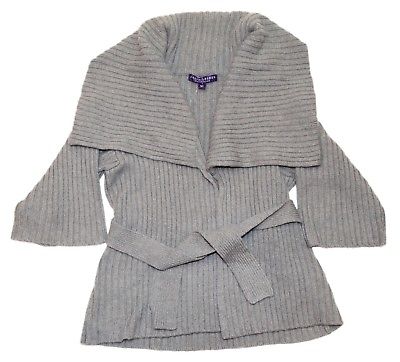 Polo Ralph Lauren Womens Cashmere Wrap Cardigan Sweater Coat Poncho Gray Medium