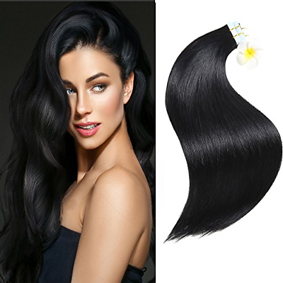 Tape in Hair Extensions Remy Human Hair 18inch 50g 20pcs Straight Seamless Skin