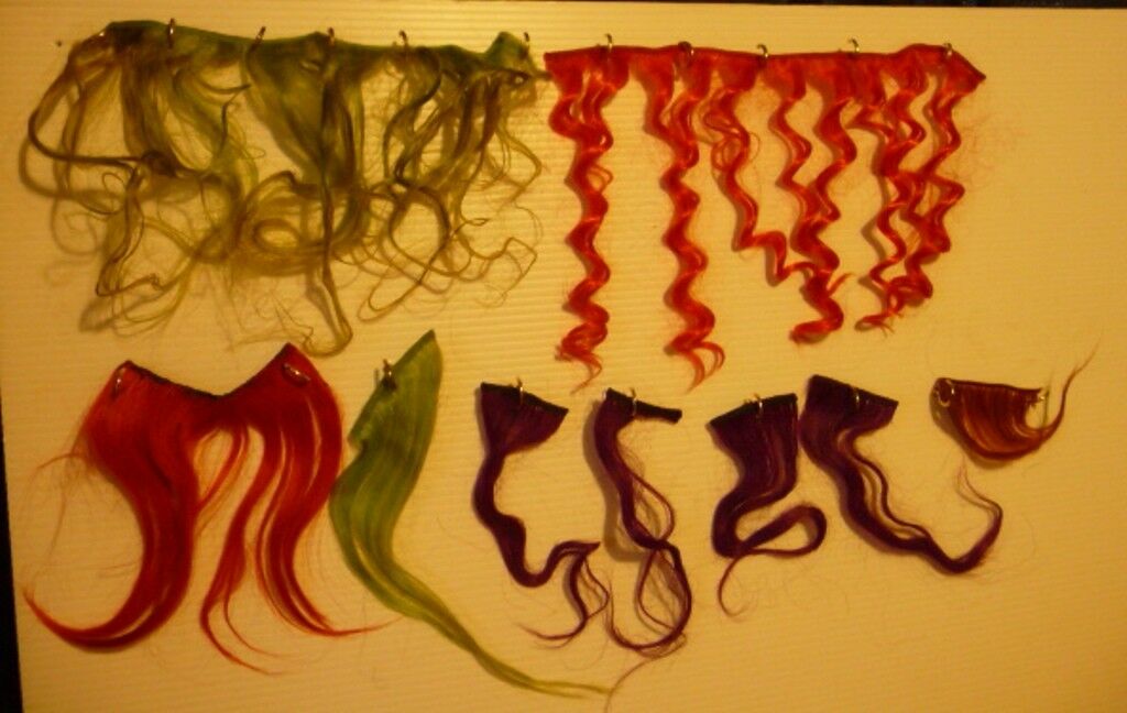 Assorted Glue in Human Hair Weaves Red, Green, Purple, Orange  #8