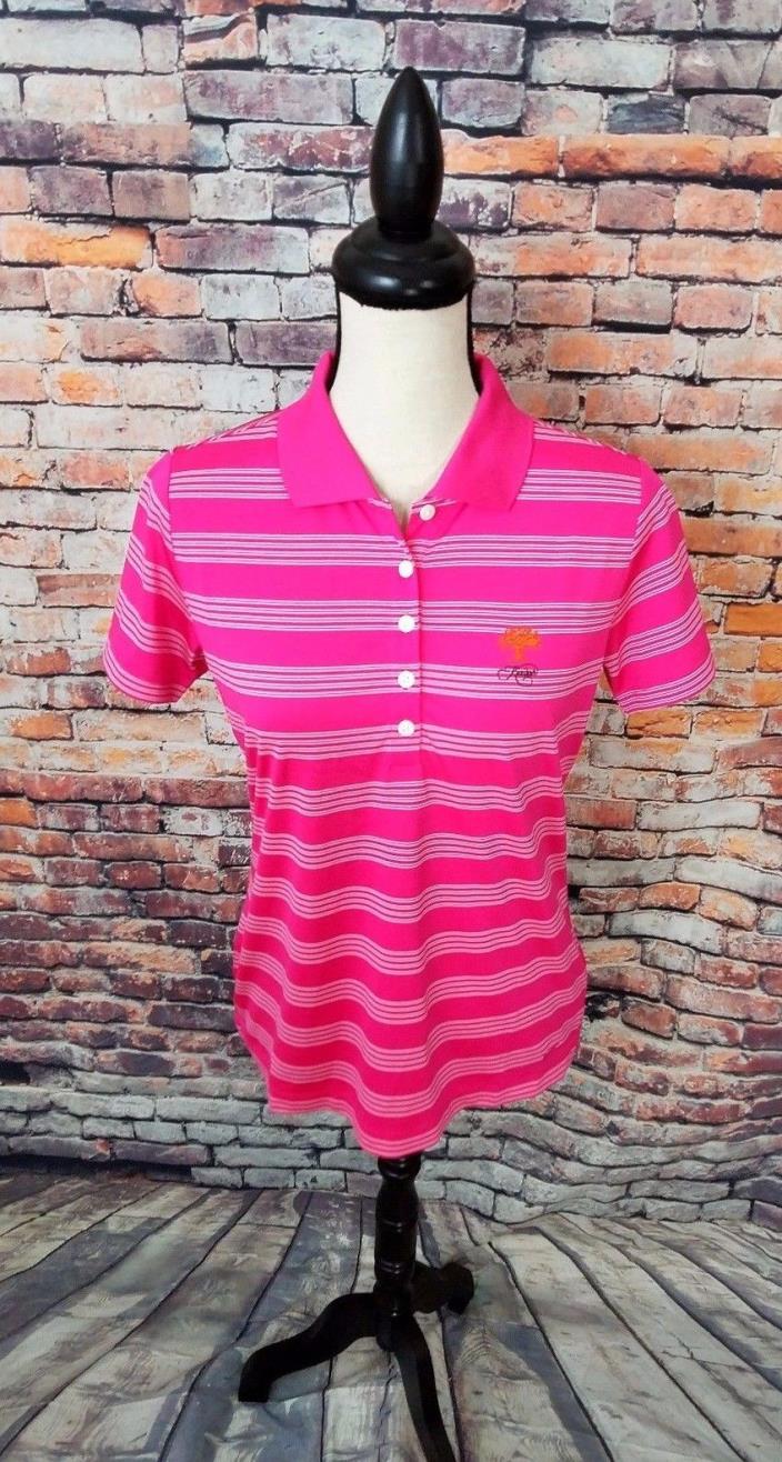 Nike Golf Tour Performance Dri Fit Pink Stripe KIAWAH LOGO Golf Polo Shirt Sz M