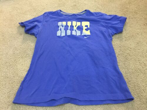Nike Womens Blue T-Shirt XL Slim Fit Short Sleeve Swoosh Logo 16-18 Cotton