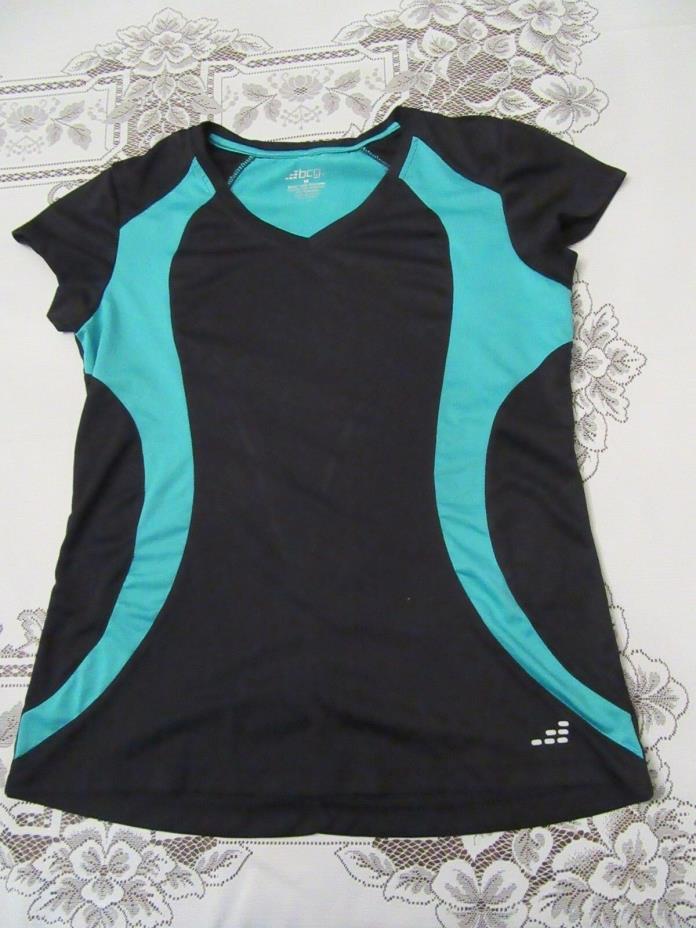 bcg tee shirt womens size M athletic top black green trim