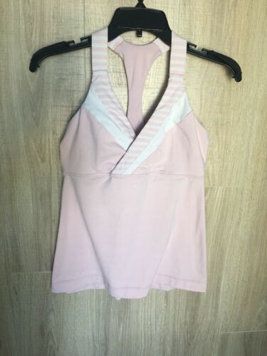 LuLuLemon Womens Active Tank Top Sz Medium Large Pink V Neck Racerback