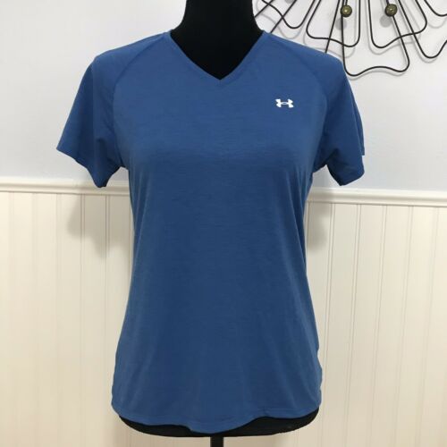 Under Armour Womens Size Medium Blue V Neck Short Sleeve Shirt