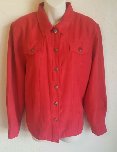 Alfred Dunner Petite Red Button Up Jacket Size 16P