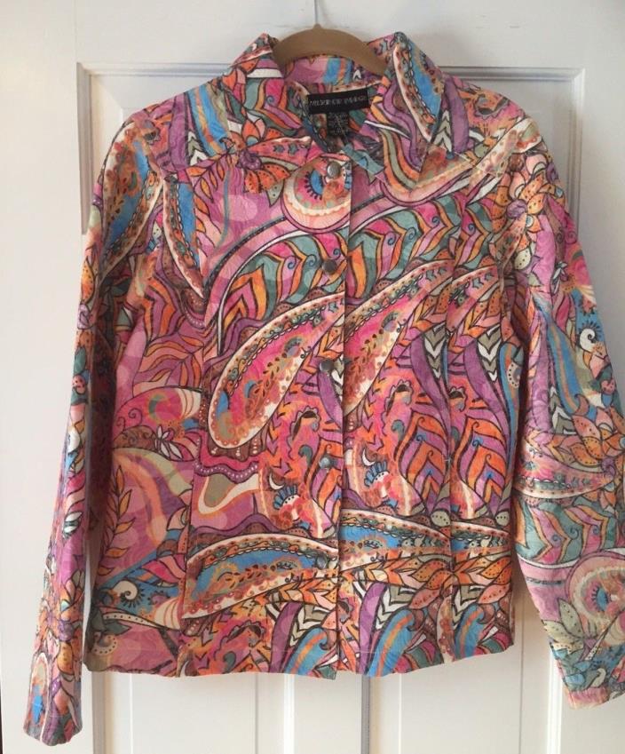 NEW Mirror Image Vibrant Pastel Jacquard Print Button Front Jacket XL