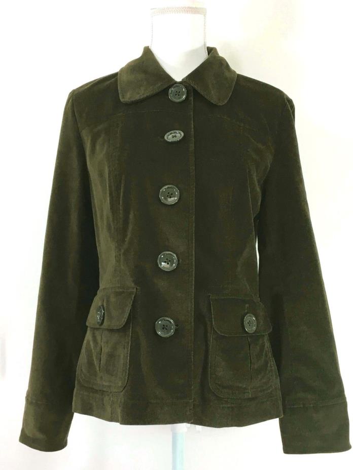 TALBOTS womens jacket SIZE 8 green brushed buttons long sleeves pockets (J501)