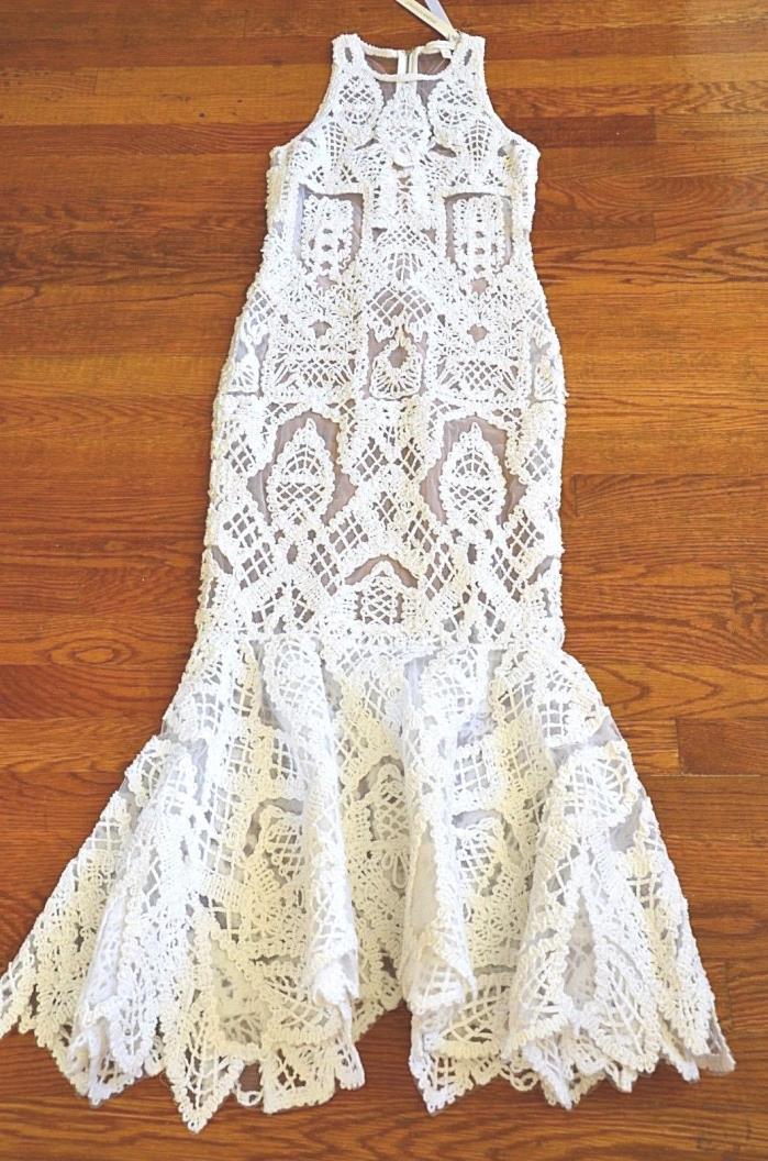 New $1,995 Jonathan Simkhai Tower Lace White Long Maxi Dress Gown IT 42 / US 6