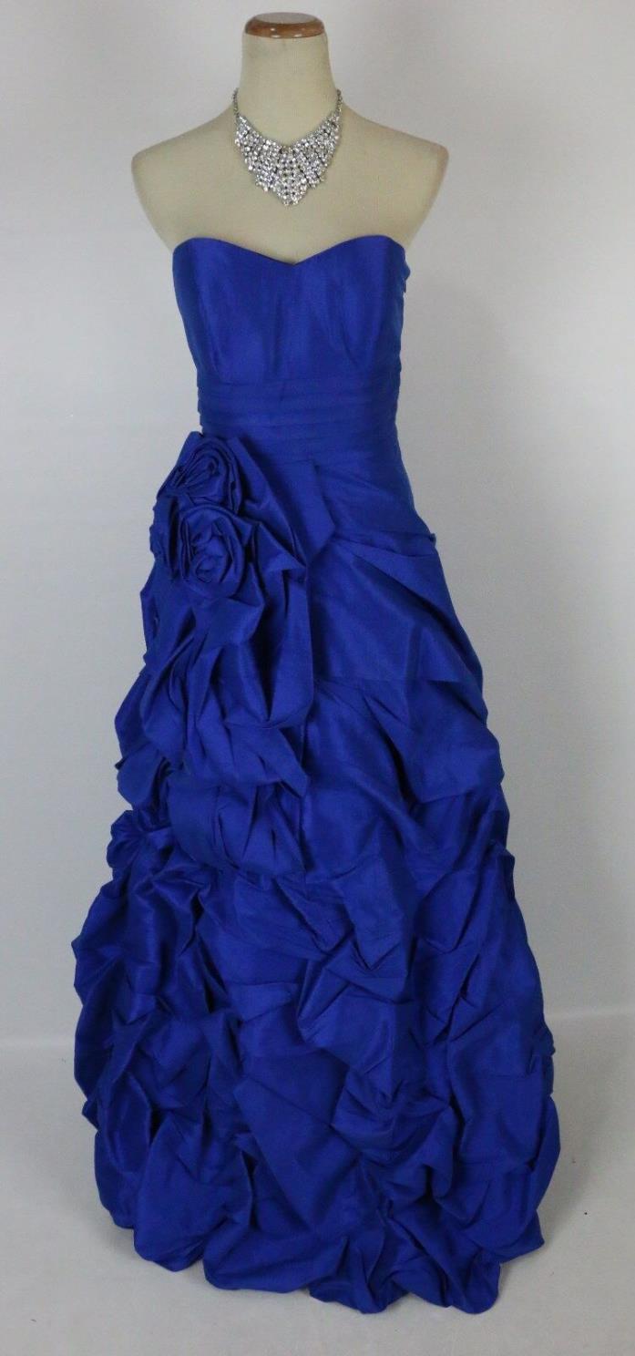 NEW $400 Jovani Rosette Royal Dress Long Gown Formal Strapless Size 8 Evening