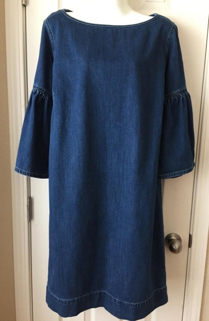 Lauren Ralph Lauren Sz 14 Denim Blue Dress Bell Style Sleeves