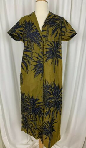 Sig Zane Green And Blue Hawaiian Print Short Sleeve Dress Size Extra Small