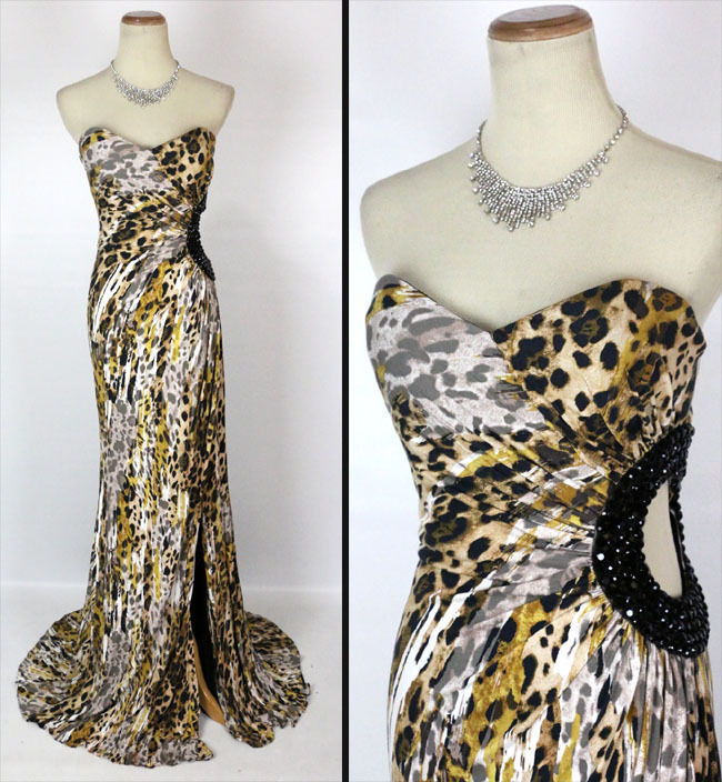 NWT Jovani Long Strapless Animal Print Gown Prom Formal $480 Cruise Size 4 Dress
