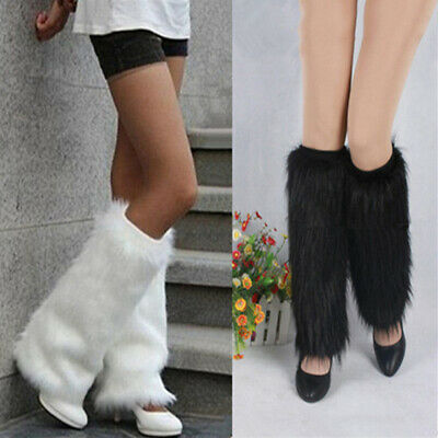 Winter Fashion Women Boot Covers Furry Solid Color Faux Fur Soft Leg Warmers DEN