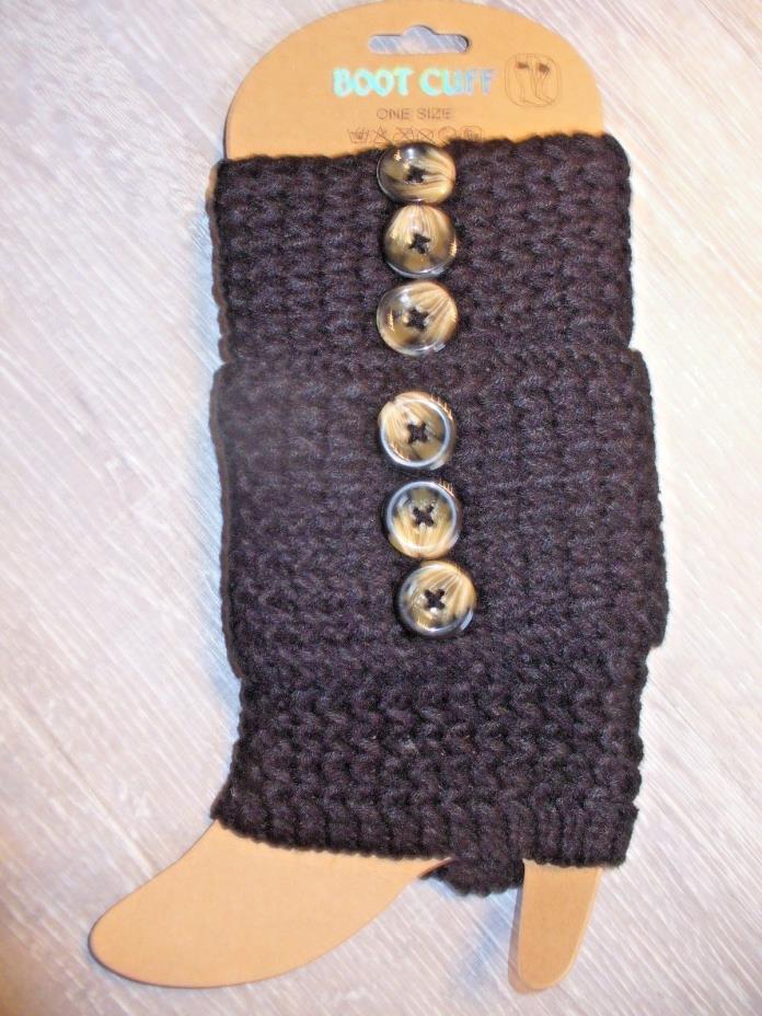 NIP Women's Boot Cuff w/ Buttons Leg Warmer Black