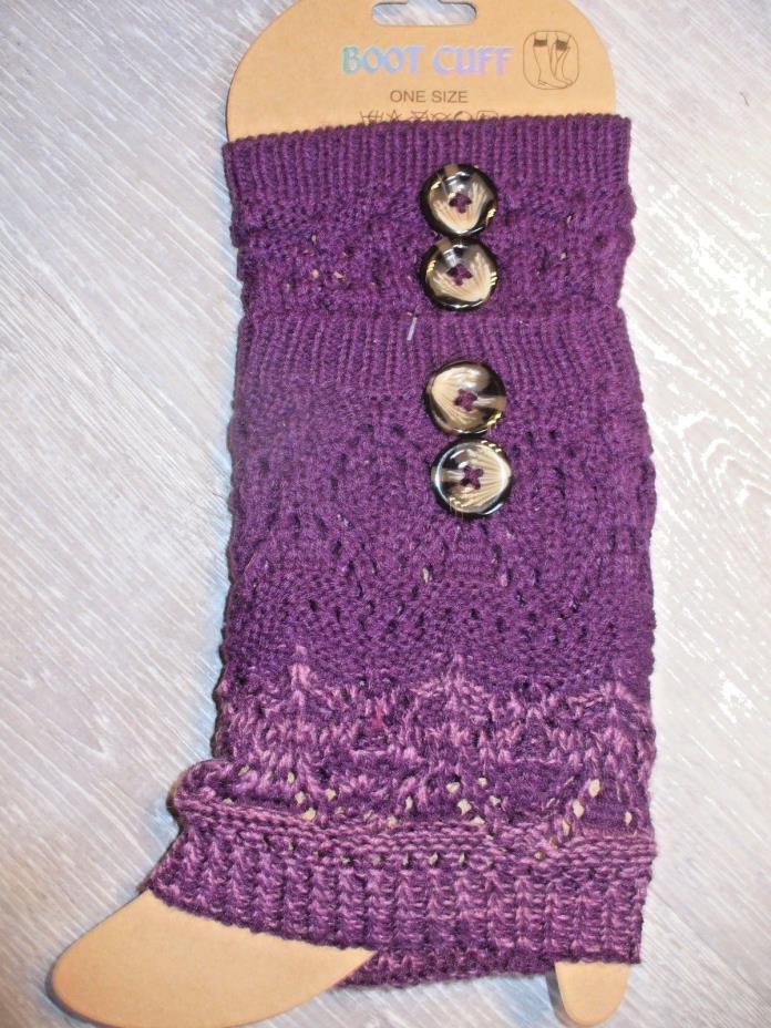 NIP Women's  Boot Cuff / Leg Warmer Purple w/ Buttons
