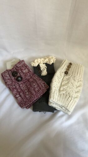 Lot of 3 Boot Toppers Leg Warmers 2 Acrylic 1 Cotton