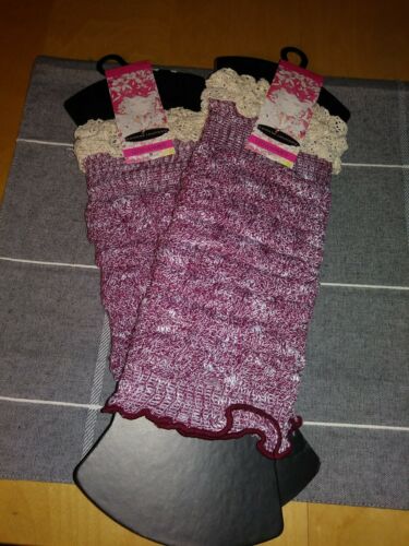 New Chinese Laundry Legwear Burgundy LEG WARMERS Lot of 2 One Size