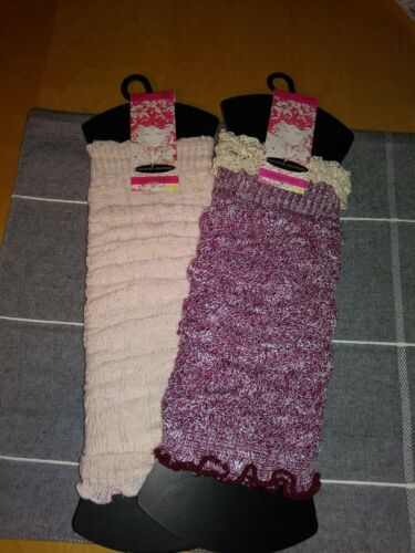 New Chinese Laundry Legwear Pink Burgundy LEG WARMERS Lot of 2 One Size