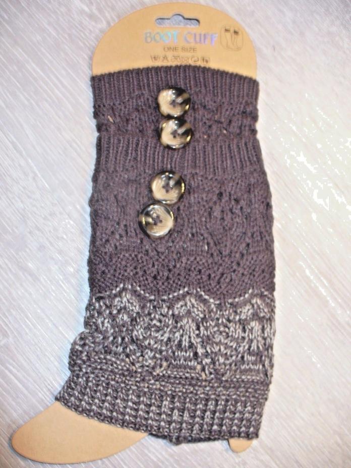 NIP Women's  Boot Cuff / Leg Warmer Brown w/ Buttons